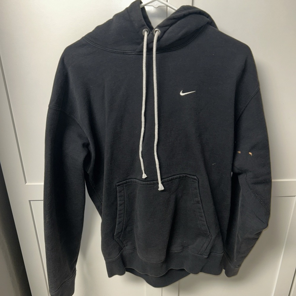 Nike Large Mens Black Hoodie Swoosh Kangaroo Pouch With Some Bleach Spots